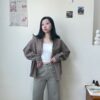 人人一件小格子襯衫-咖