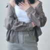 人人一件小格子襯衫-咖