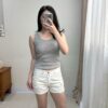 低腰工裝風牛仔短褲-白