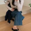 奶霜泡芙厚底夾腳拖鞋-黑